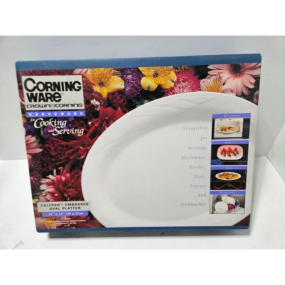 Vintage CorningWare Calypso Embossed Oval Platter 10x14 6109553 NEW IN BOX